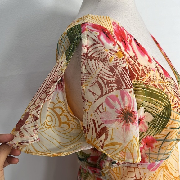 90's Vintage Coastal Midi Dress Vacation Hawaii - Picture 3 of 8